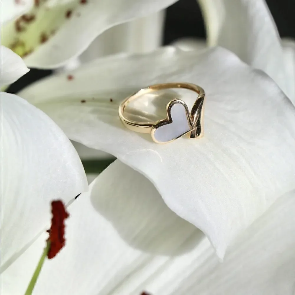 14k solid gold heart ring size 7 perfect gift trendy ring